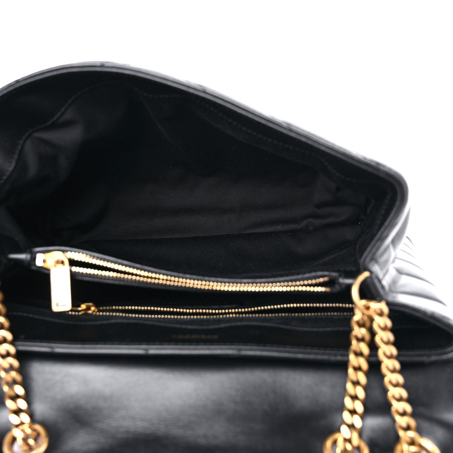Calfskin Y Quilted Monogram Medium Loulou Chain Satchel Black
