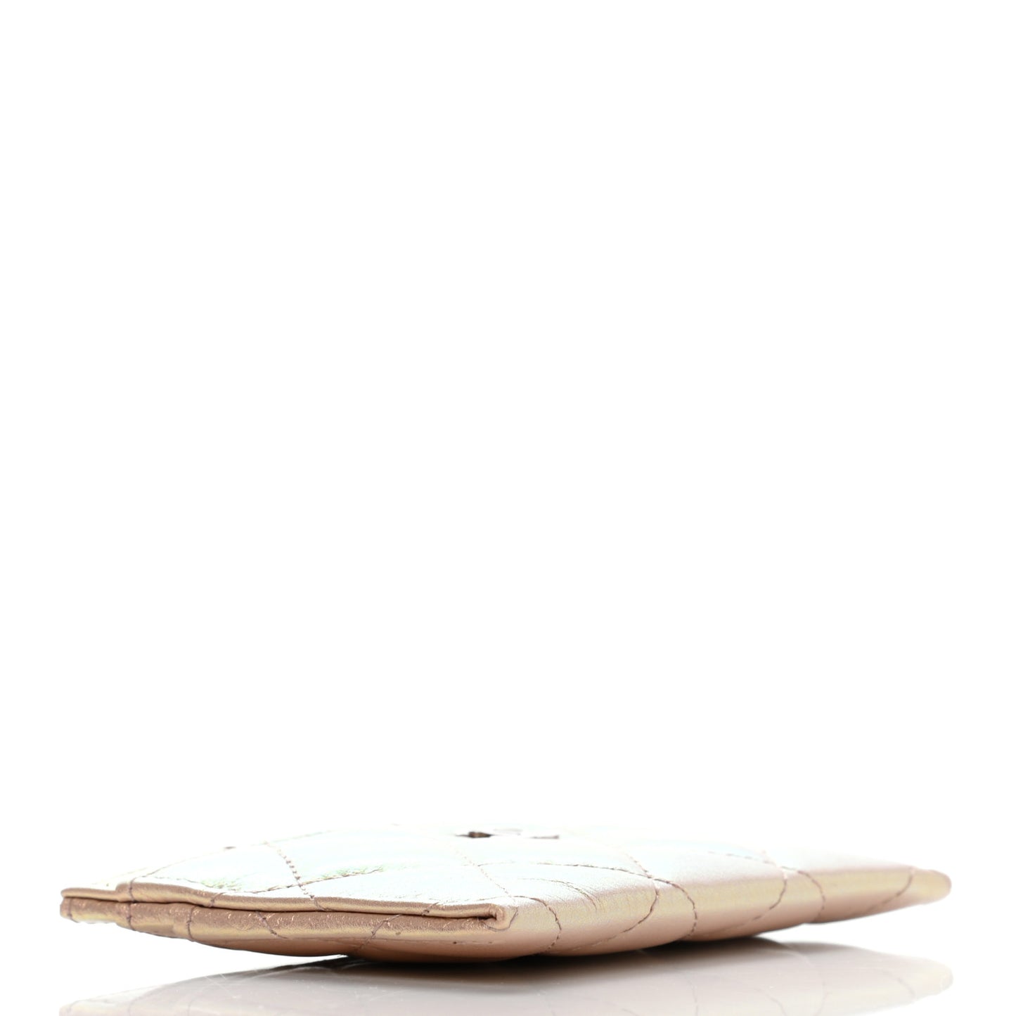 Iridescent Calfskin Quilted Card Holder Pink