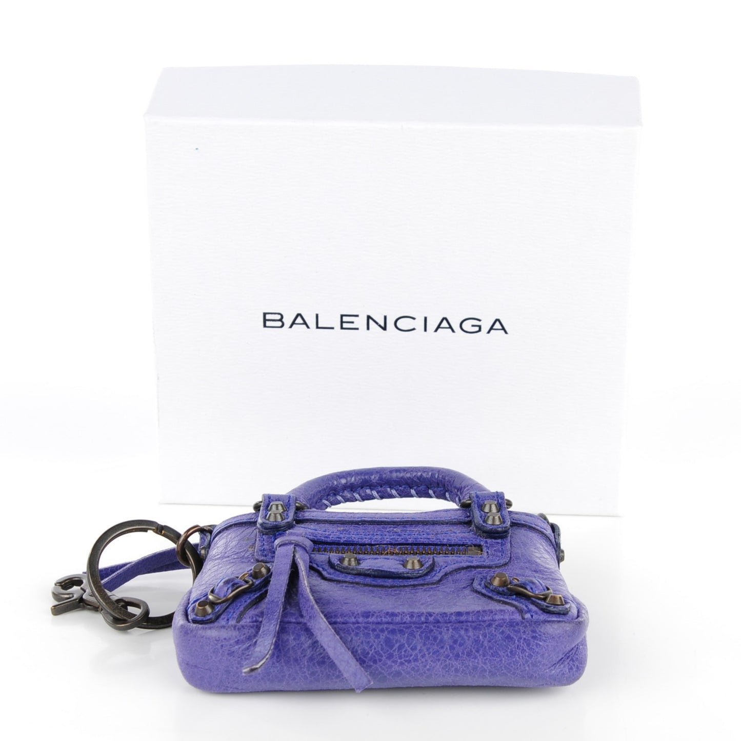 Agneau Classic Hardware Mini First Bag Charm Bleu Lavande