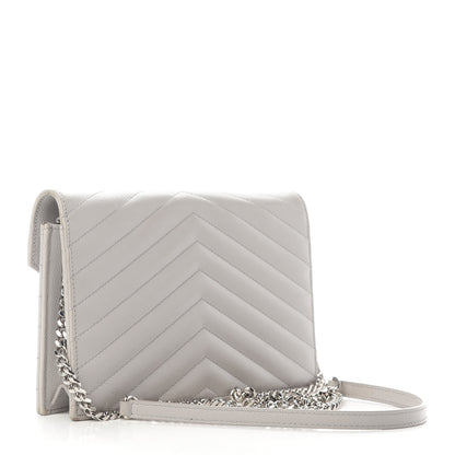Saint Laurent Grain De Poudre Matelasse Chevron Monogram Envelope Chain Wallet Souris 2 of 16