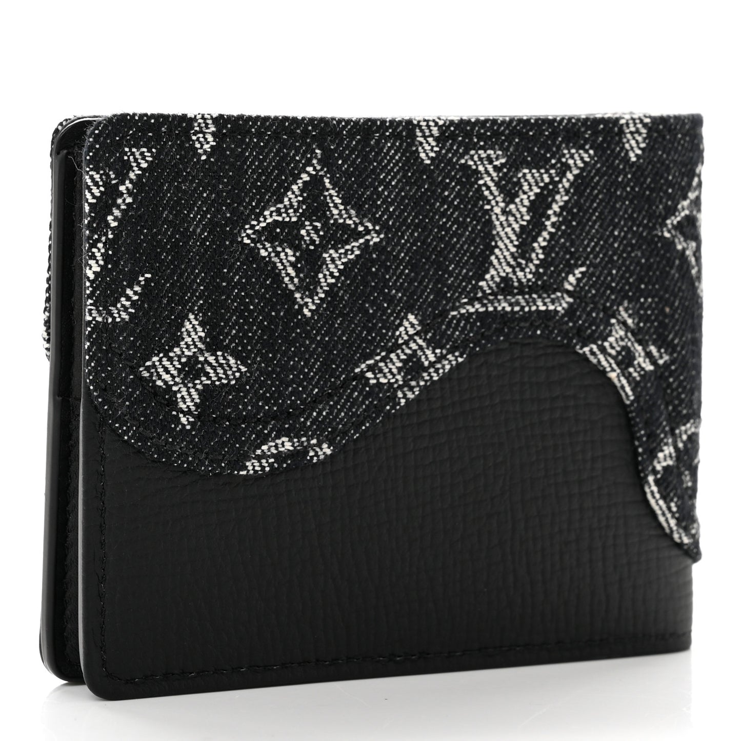 X NIGO Taurillon Monogram Denim Drip Slender Wallet Black