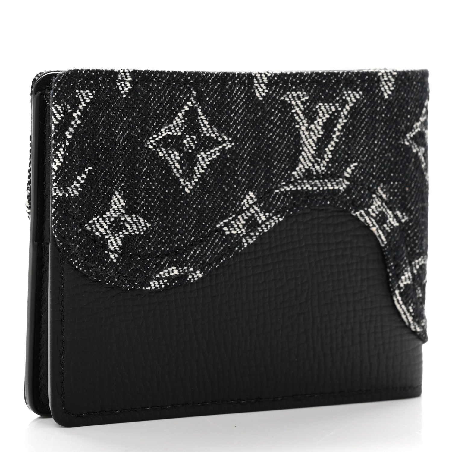 Louis Vuitton X NIGO Taurillon Monogram Denim Drip Slender Wallet Black 3 of 7