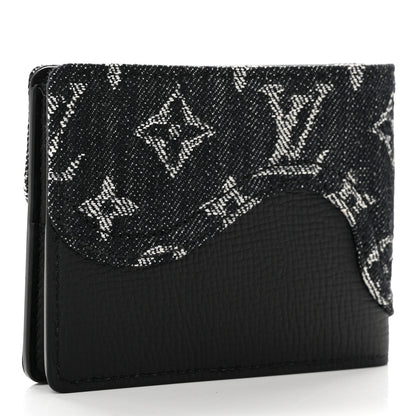 Louis Vuitton X NIGO Taurillon Monogram Denim Drip Slender Wallet Black 3 of 7