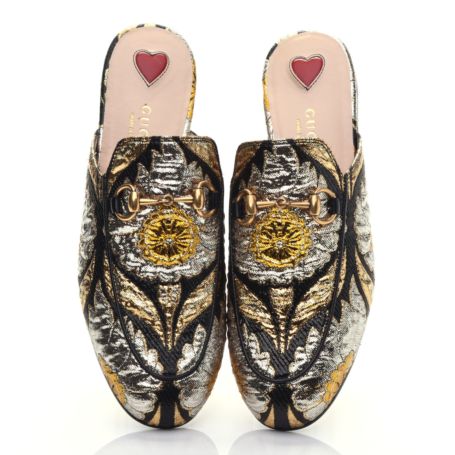 Jacquard Floral Womens Princetown Slippers 35 Oro Black