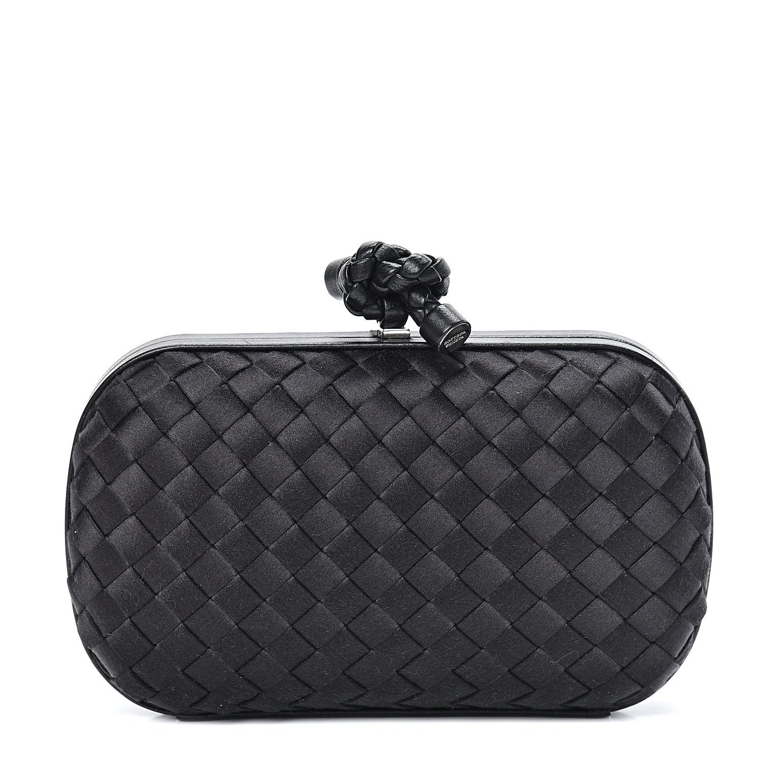 Bottega Veneta Satin Intreccio Impero Knot Clutch Black 1 of 5