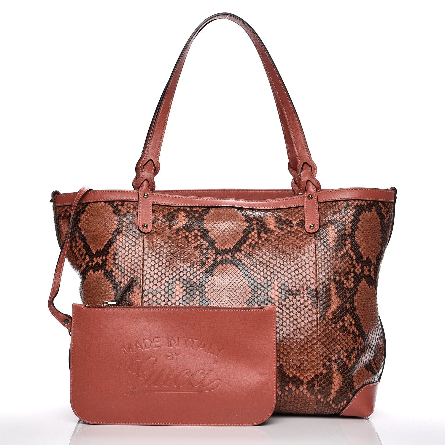 Gucci Python Medium Craft Tote Coral 5 of 12
