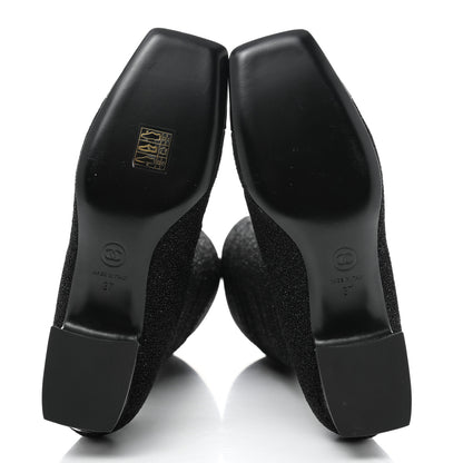 Chanel Glitter Patent Cap Toe High Boots 37 Black 5 of 8