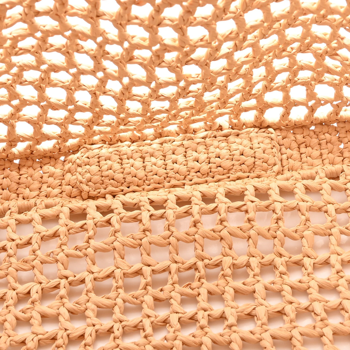 Yarn Raffia Effect Crochet Logo Embroidered Tote Bag Naturale