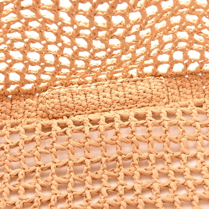 Prada Yarn Raffia Effect Crochet Logo Embroidered Tote Bag Naturale 5 of 9