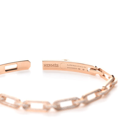 Hermes 18K Rose Gold Diamond Full Pave PM Kelly Chaine Bracelet SH 4 of 5