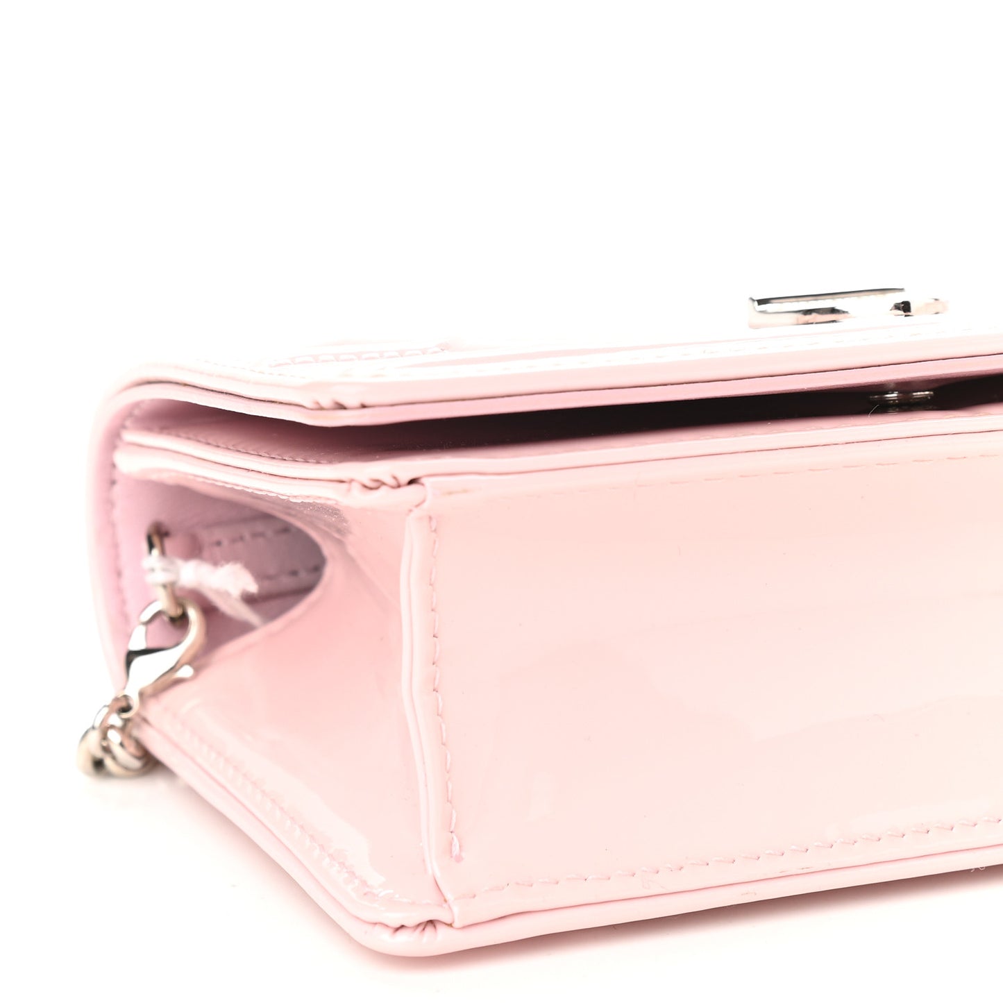 Patent Micro-Cannage Baby Diorama Flap Bag Pale Pink