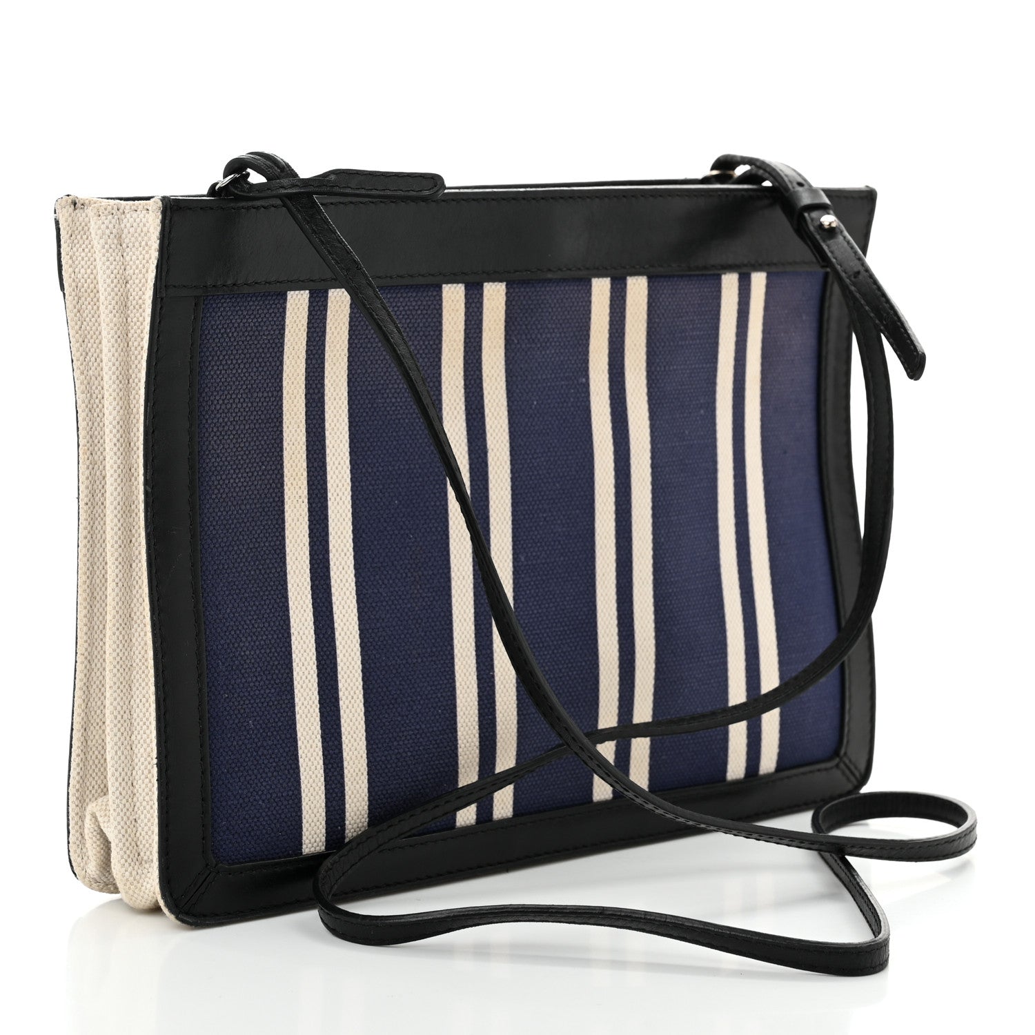 Balenciaga Cotton Canvas Striped Pochette Crossbody Bag Navy 3 of 11
