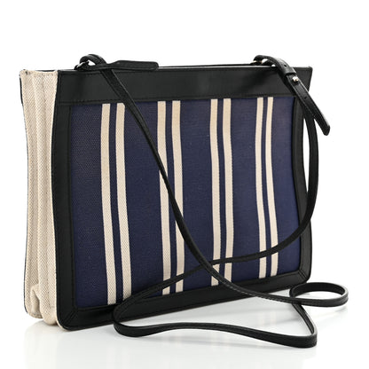 Balenciaga Cotton Canvas Striped Pochette Crossbody Bag Navy 3 of 11