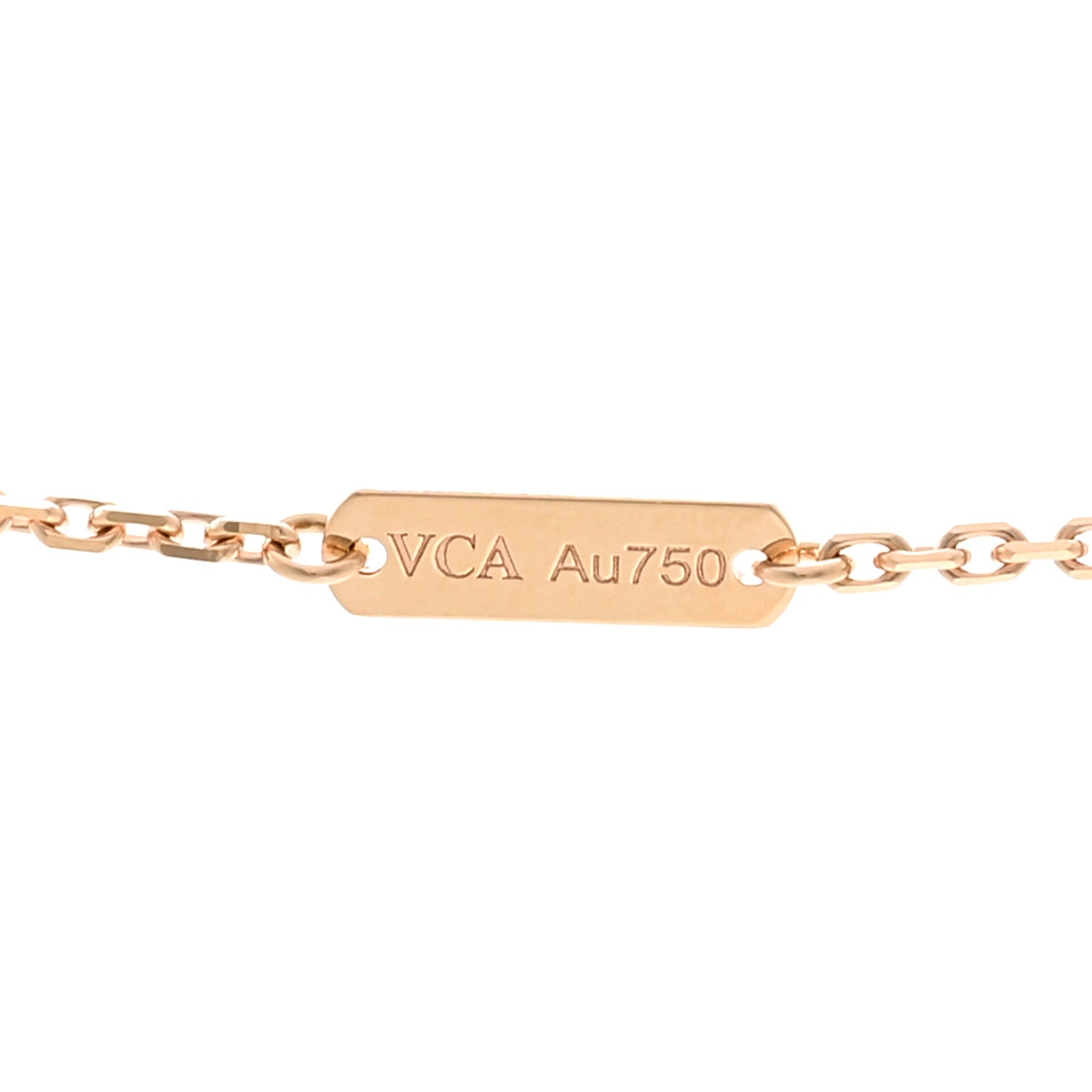 Van Cleef & Arpels 18K Rose Gold Diamond Rhodonite Vintage Alhambra Pendant Necklace 5 of 6