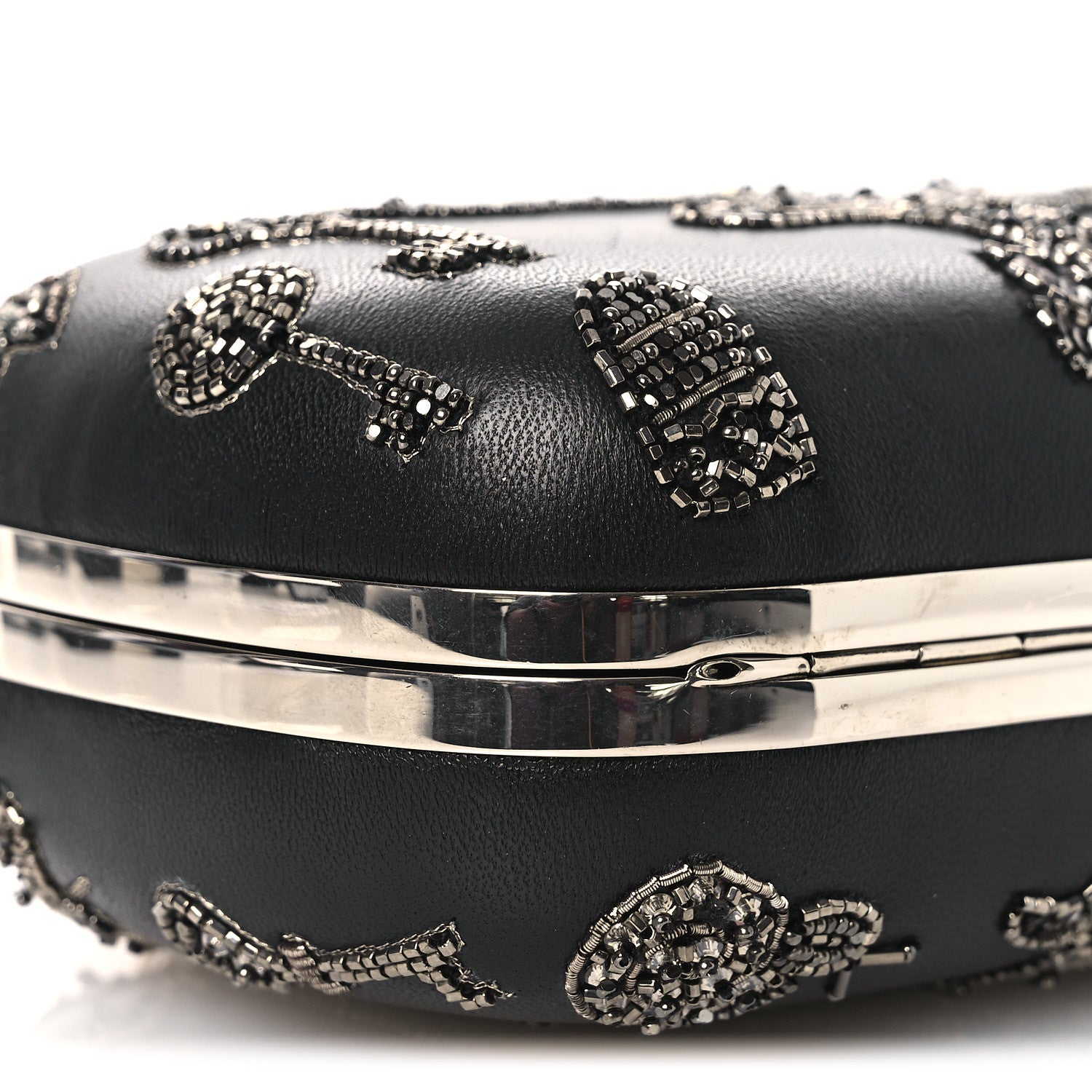 Alexander McQueen Nappa Crystal Embroidered Mushroom Box Clutch Black 9 of 10