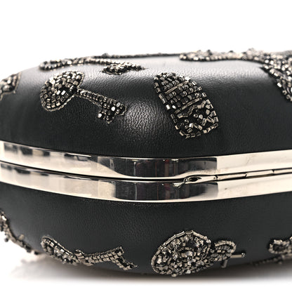 Alexander McQueen Nappa Crystal Embroidered Mushroom Box Clutch Black 9 of 10