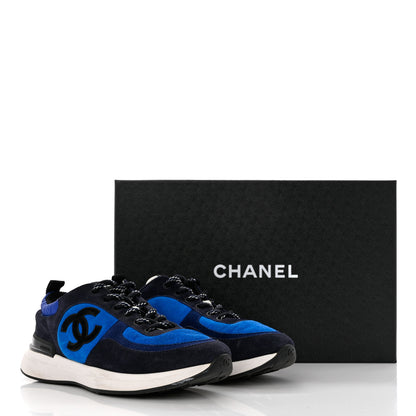 Chanel Suede Calfskin CC Sneakers 37 Blue Navy Dark Navy 8 of 8