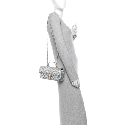 Chanel Metallic Caviar Quilted Top Handle East West Flap Silver 2 of 11