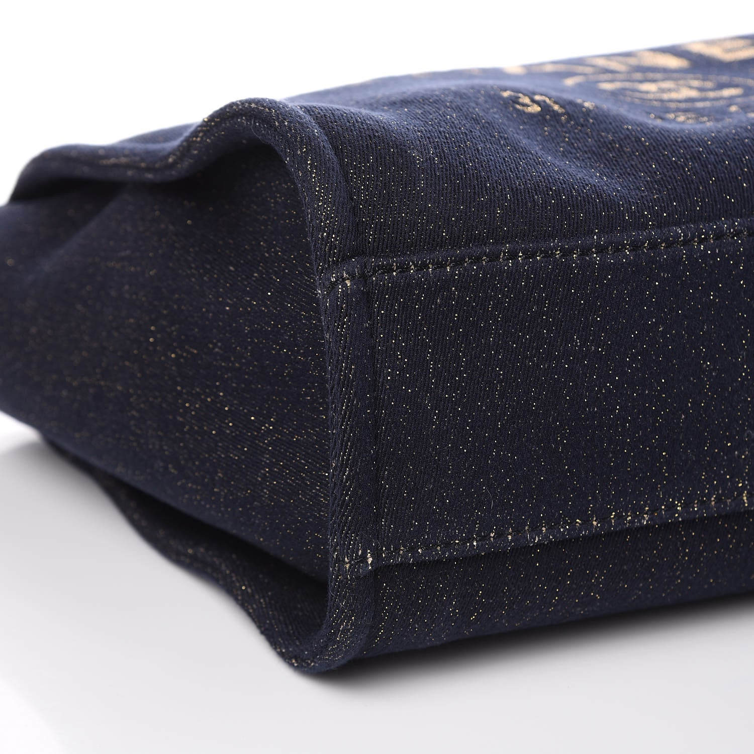 Chanel Lurex Canvas Small Deauville Tote Navy Blue Gold 8 of 10