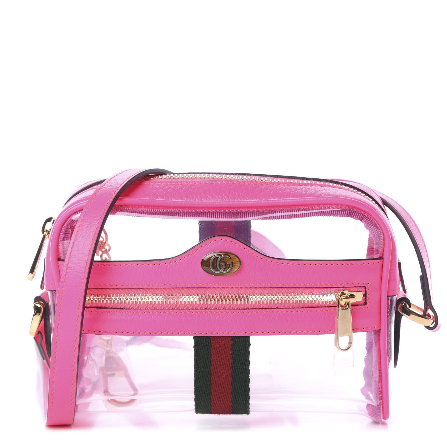 Gucci Vinyl Web Mini Ophidia Transparent Shoulder Bag Fluorescent Fuchsia 1 of 4