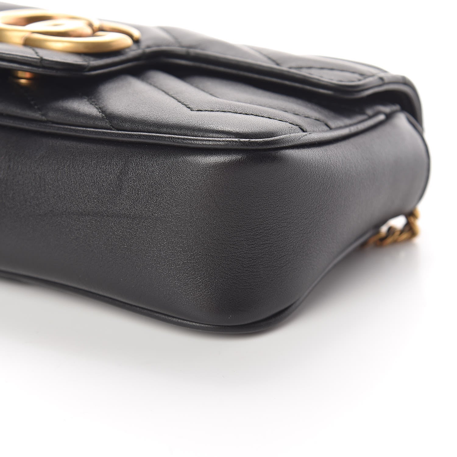 Gucci Calfskin Matelasse Super Mini GG Marmont Shoulder Bag Black 9 of 11