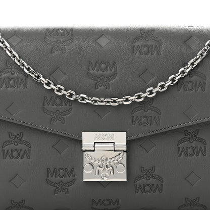 MCM Calfskin Ottomar Monogram Medium Millie Crossbody Bag Charcoal 9 of 12