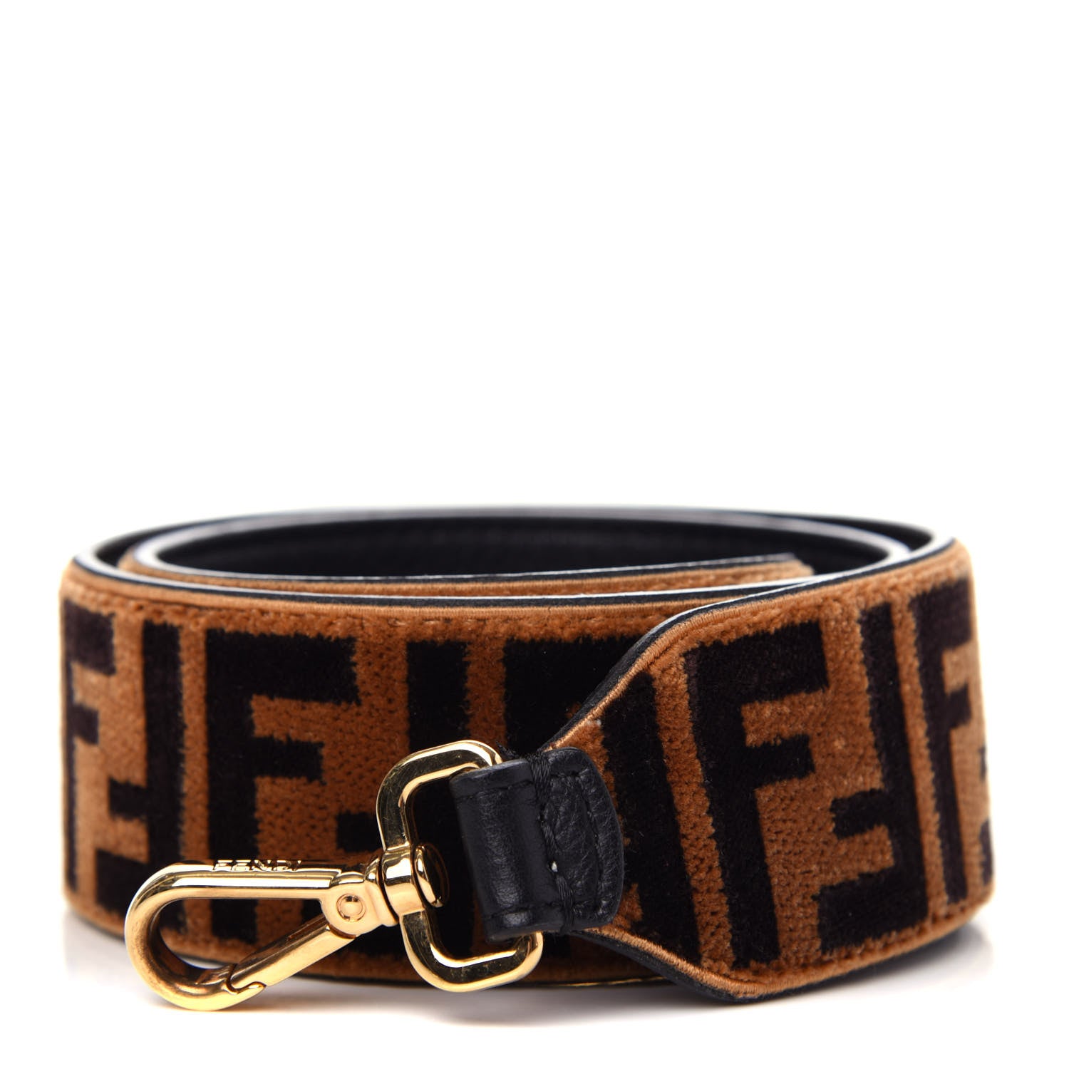 Fendi Velvet Tapestry FF Strap You Tobacco 1 of 4