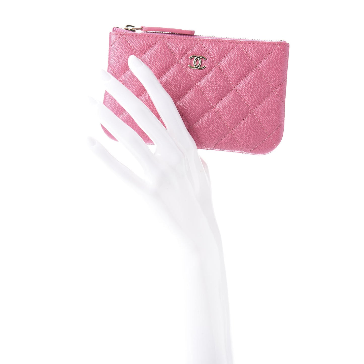 Caviar Quilted Small Cosmetic Case Pink