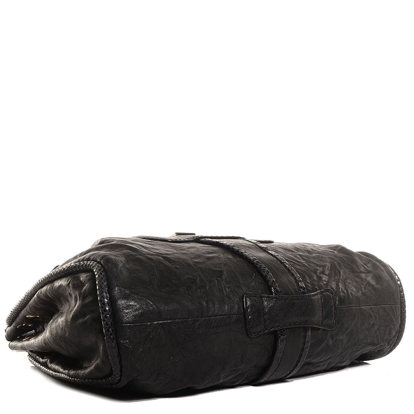 Biker Leather Elaphe Snakeskin Trim Ramona Black