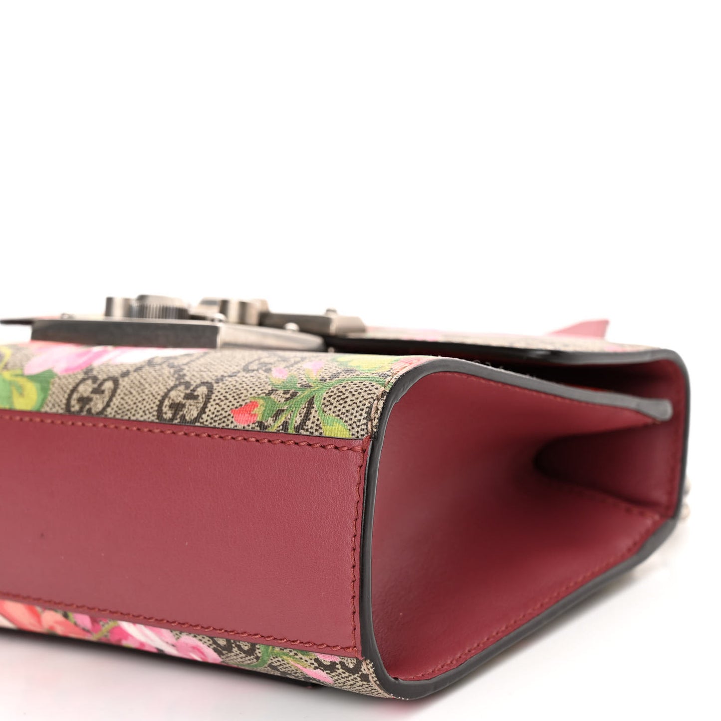 GG Supreme Monogram Blooms Small Padlock Shoulder Bag Beige Multicolor Dry Rose