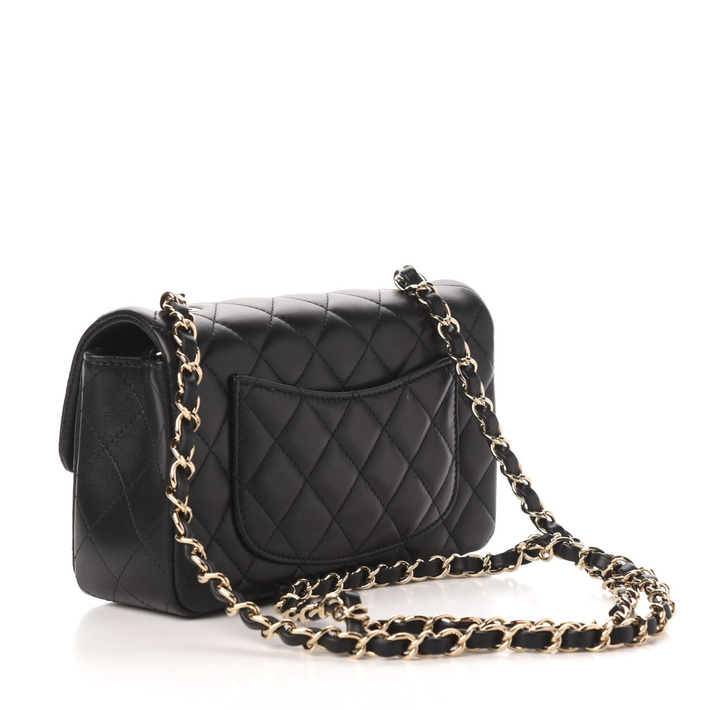 Lambskin Quilted Mini Rectangular Flap Black