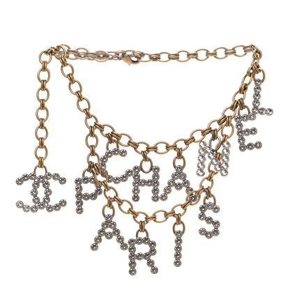 Chanel Crystal City of Lights Letter Chain Necklace Gold 1 of 5