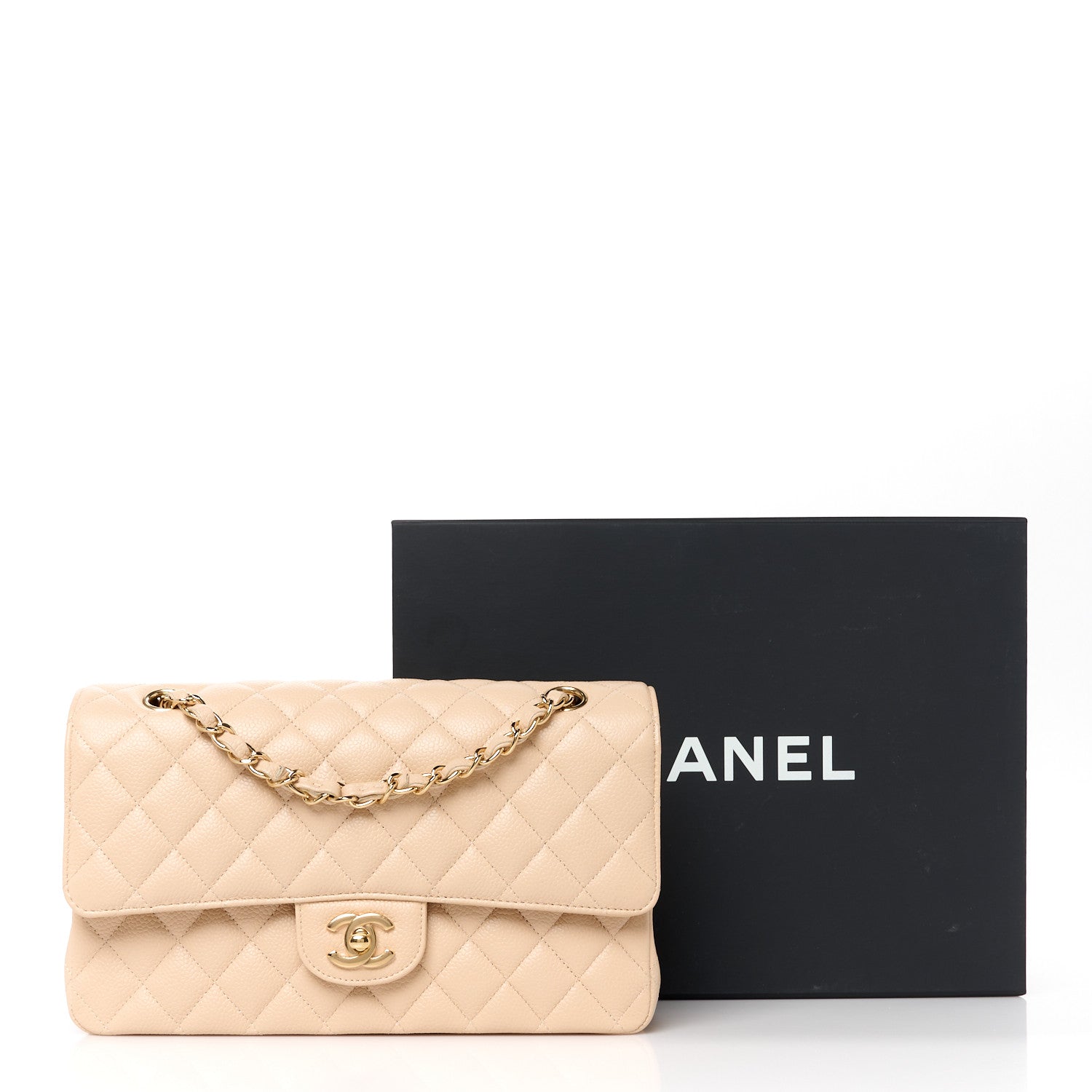 Chanel Caviar Quilted Medium Double Flap Beige 12 of 12