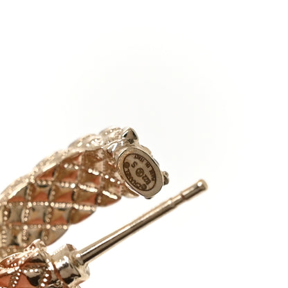 Chanel Metal Crystal Quilted CC Hoop Earrings Gold 4 of 5