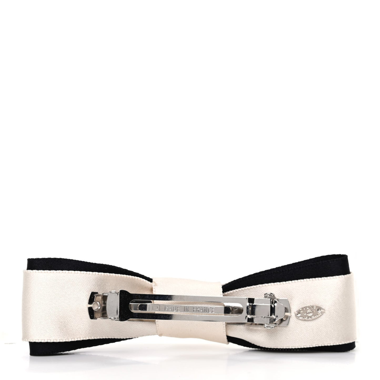 Satin CC Hair Clip Bow Black White