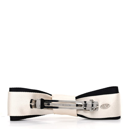 Chanel Satin CC Hair Clip Bow Black White 3 of 6