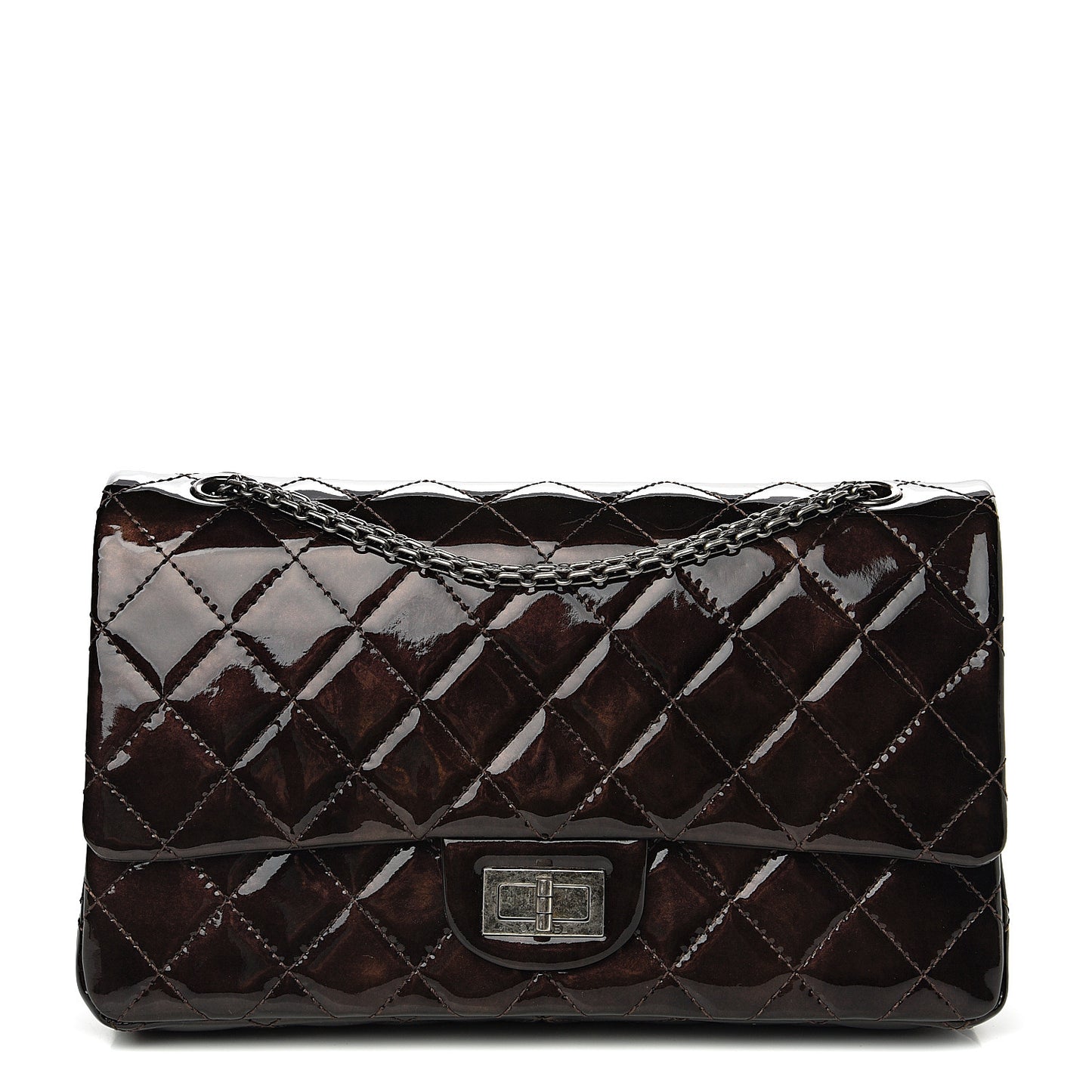Distressed Patent Quilted 2.55 Reissue 227 Flap Black