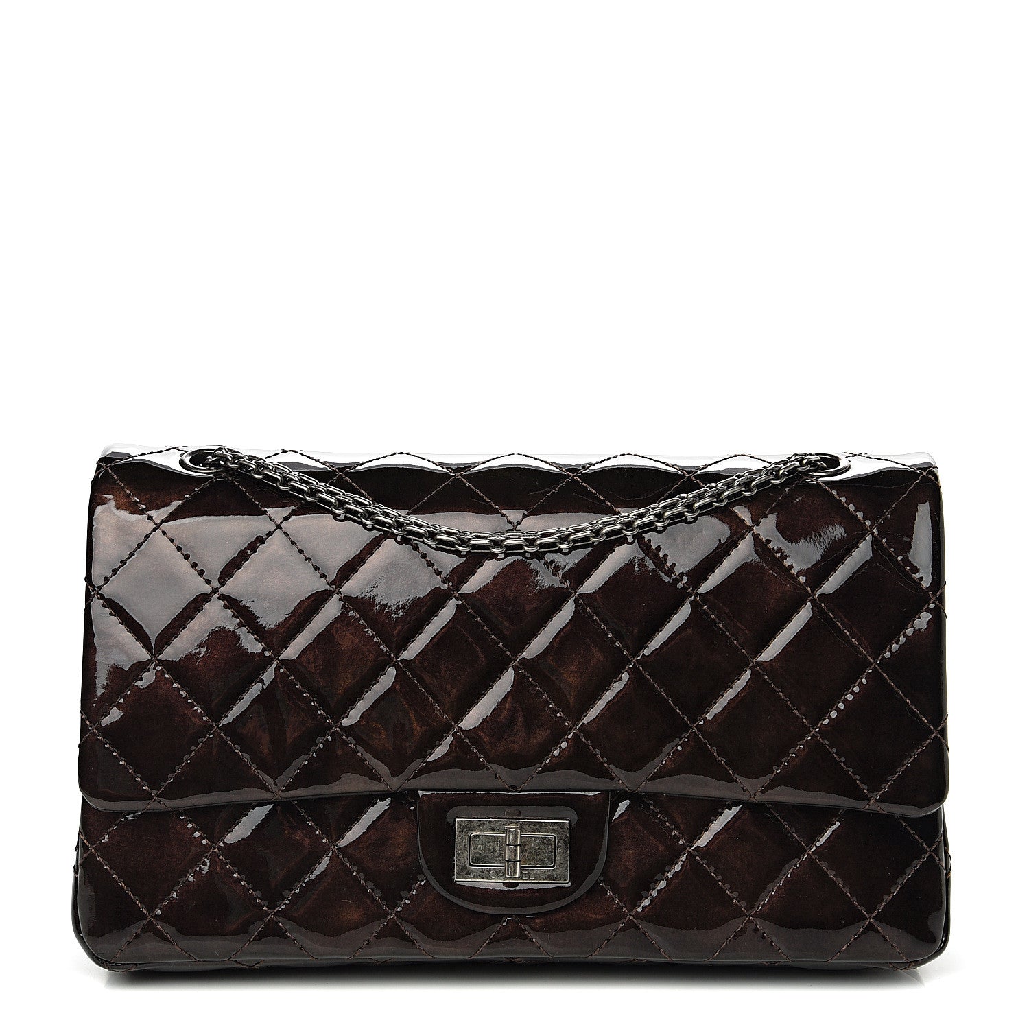 Chanel Distressed Patent Quilted 2.55 Reissue 227 Flap Black 1 of 15