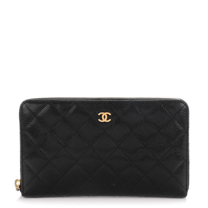 Chanel Caviar Quilted Large Zip Around Organizer Wallet Black 1 of 11