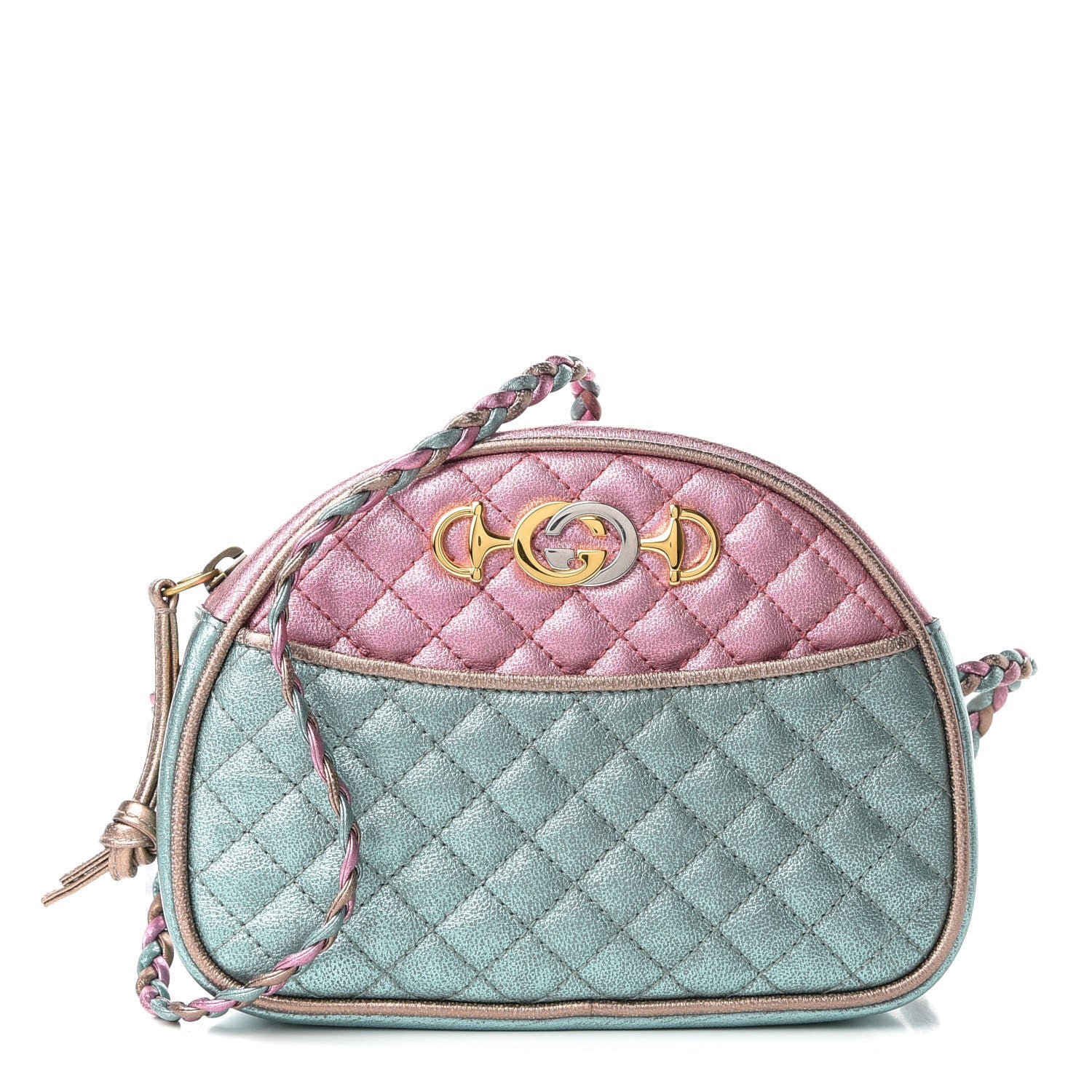 Gucci Laminated Nappa Trapuntata Mini Zumi Dome Shoulder Bag Rosa Lago Rame 1 of 8