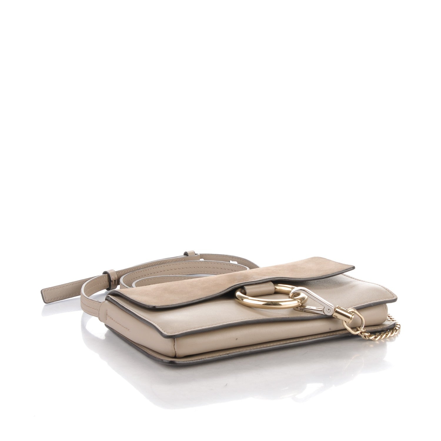 Chloe Suede Calfskin Small Faye Shoulder Bag Motty Grey 4 of 9