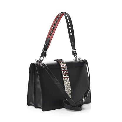 Prada Saffiano City Calfskin Studded Elektra Shoulder Bag Black Fuoco 3 of 9