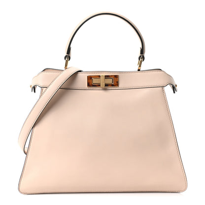 Fendi Vitello Seta Shiny Nappa Plexiglass Medium Peekaboo I SEE U Satchel Poudre 1 of 10