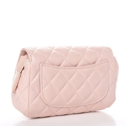 Chanel Lambskin Quilted Flap Cosmetic Case Light Pink 3 of 13