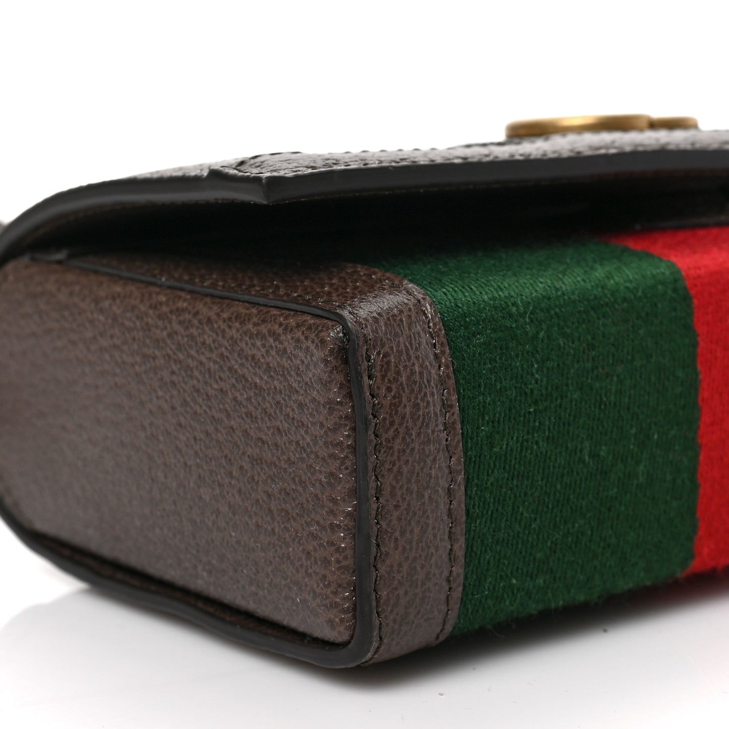 Web Textured Dollar Calfskin Mini Double G Shoulder Bag Green Red New Acero