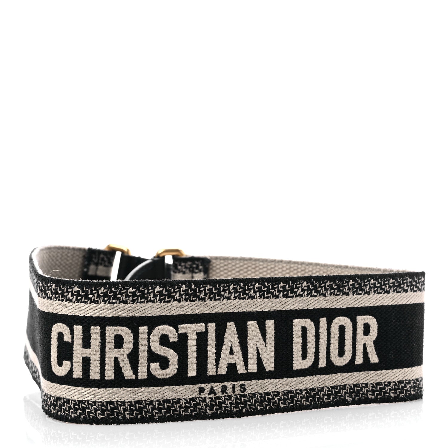 Christian Dior Canvas Embroidered Shoulder Strap Black 2 of 5