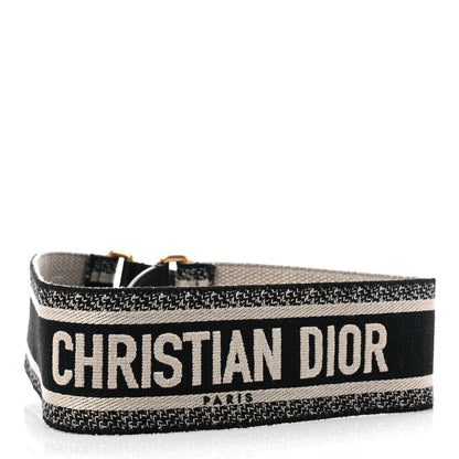 Christian Dior Canvas Embroidered Shoulder Strap Black 2 of 5