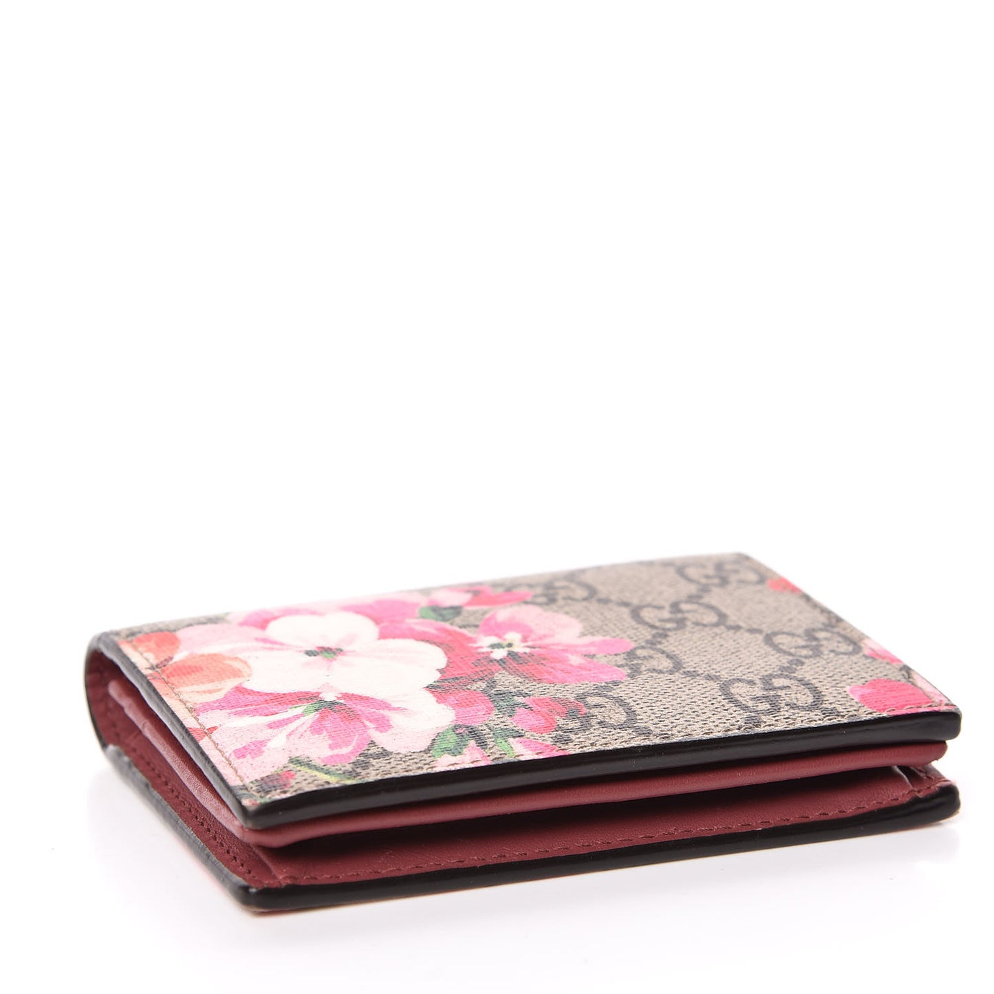 GG Supreme Monogram Blooms Card Case Beige Multicolor Dry Rose