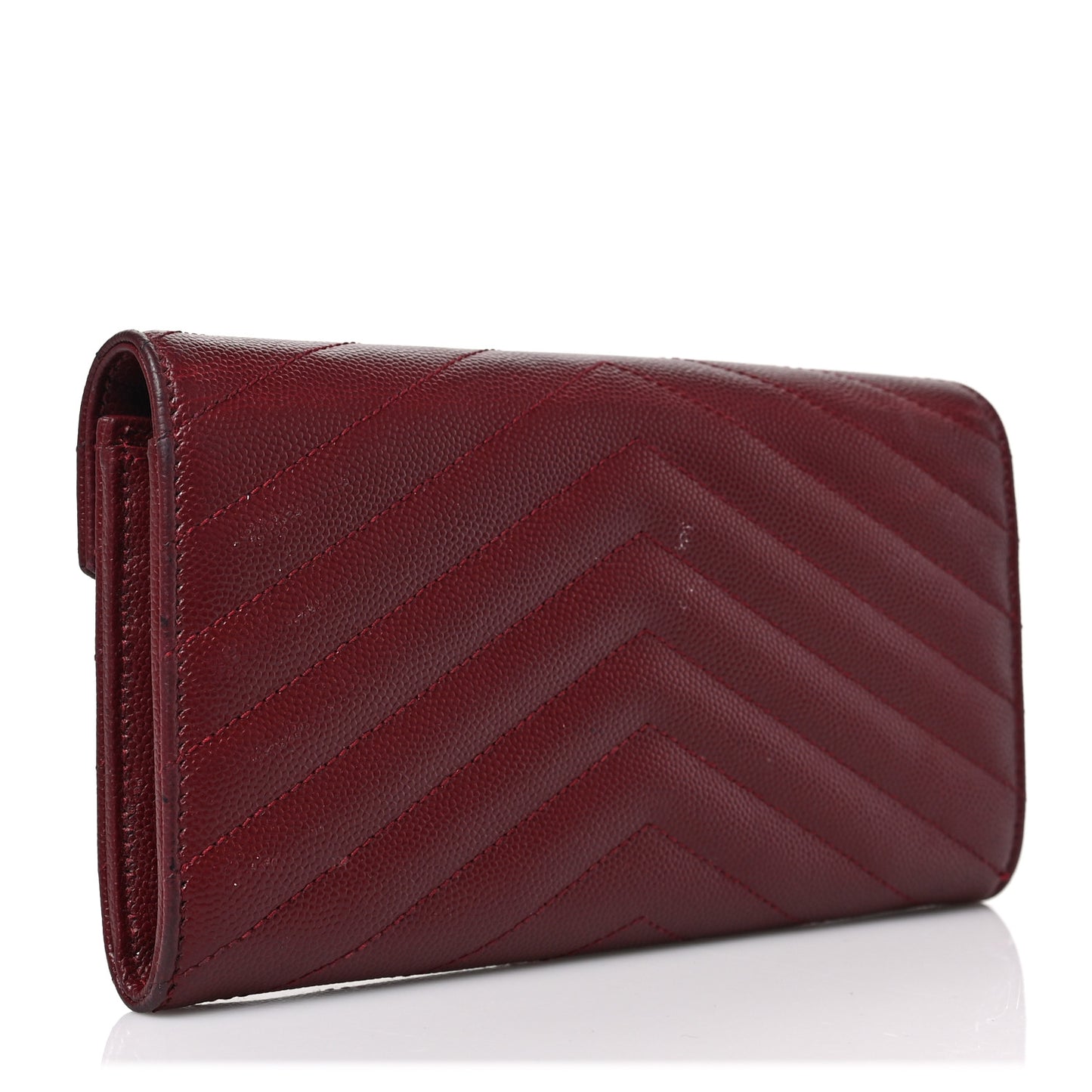 Grain De Poudre Matelasse Chevron Monogram Flap Wallet Palissandre