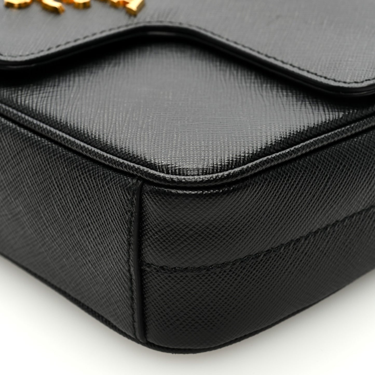 Saffiano Flap Shoulder Bag Black